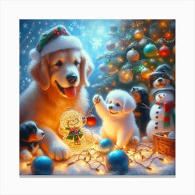 Christmas With Dogs Canvas Print