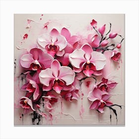 Pattern with pink Orchid flowers 2 Canvas Print