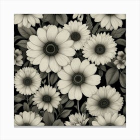 Black And White Daisies Canvas Print