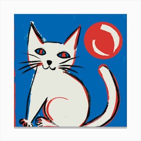 Cat With Red Ball 1 Canvas Print
