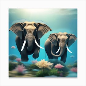 SWIMING ELEPHANTS Canvas Print