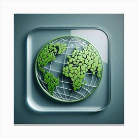 Green World Icon Canvas Print