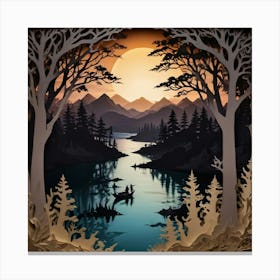 Sunset In The Woods Canvas Print