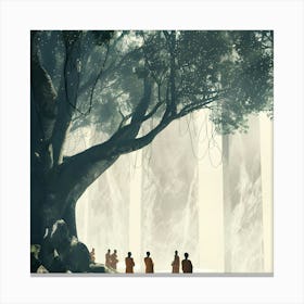 Monks Under A Tree Canvas Print