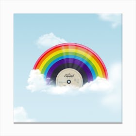 Vinyl Rainbow Square Canvas Print
