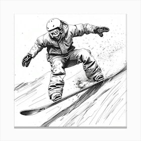 Snowboarder In Black And White Canvas Print