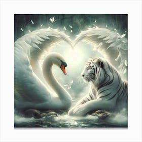 Swan And Tiger 1 Canvas Print