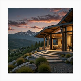 Sunset At The Mountain Home Canvas Print