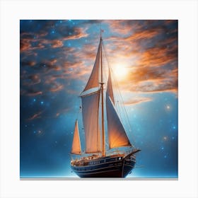 Sailboat In The Night Sky Canvas Print