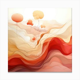 Abstract Autumnal Landscape With Flowing Red And Orange Hills And Stylized Trees Canvas Print