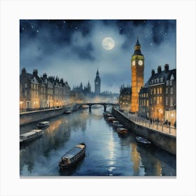 Romantic Viwe of Big Ben At Night Canvas Print