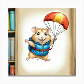 Hamster With Parachute Canvas Print