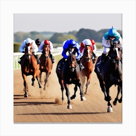 Jockeys Racing On Dirt Track Canvas Print