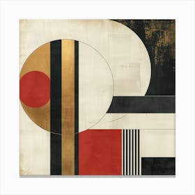Geometric Harmony in Black, White, Red, and Gold Canvas Print