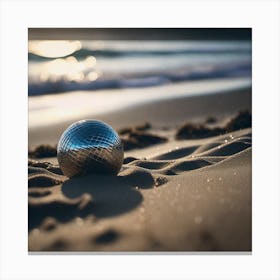 Disco Ball On Beach Canvas Print