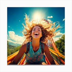 Firefly Adventure, Excitement, Thrill, Roller Coaster, Wind, Sun, Hair, Fun, Amusement Park, Adrenal (10) Canvas Print