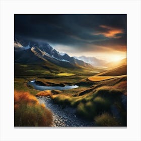 Sunset In The Mountains 90 Canvas Print