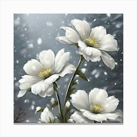 Snowy White Flowers Canvas Print