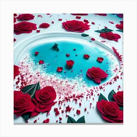 Roses In The Water Canvas Print