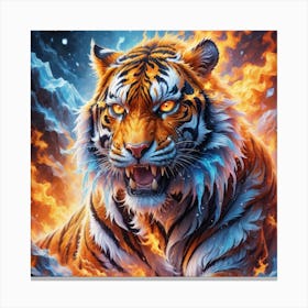 Tiger in flames different version  Canvas Print