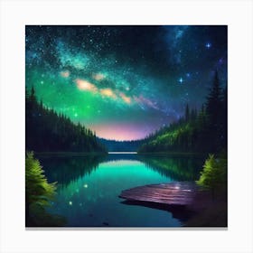 Night Sky Over Lake 16 Canvas Print
