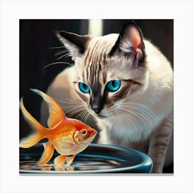 Cat And Goldfish 2 Canvas Print