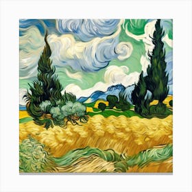 A Wheatfield With Cypresses, Vincent van Gogh 12 Canvas Print