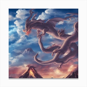 Dragon Flying Mountain Gaming Canvas Print