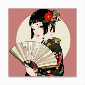 Japanese woman with fan 1 Canvas Print