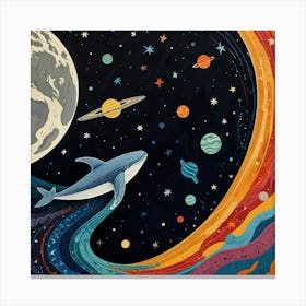 Whale In Space Canvas Print