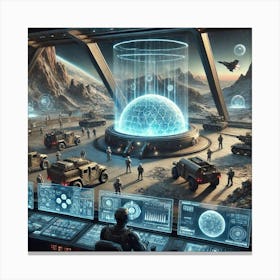 A Futuristic Sci Fi Scene Showcasing The Ground Op Canvas Print