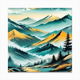 Mountain Landscape Painting Canvas Print