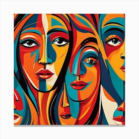 Colorful Women'S Faces Canvas Print