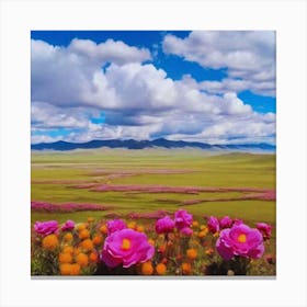 Wild Flowers In Mongolia Canvas Print