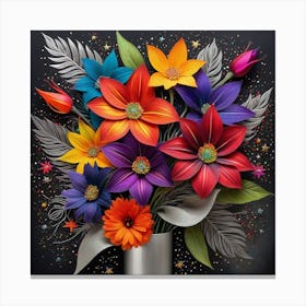 Colorful Flowers In A Vase 2 Canvas Print