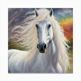 white horse Be A Rainbow In Someone's Cloud Art Print Canvas Print