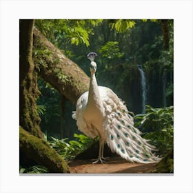White Peacock In Forest Canvas Print