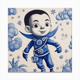 Astro Boy Cartoon Delft Tile Illustration 2 Canvas Print