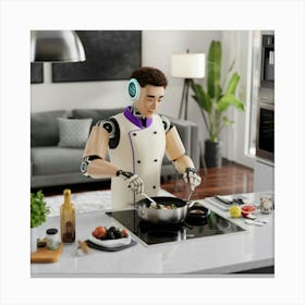 A 3d Render Of A Smart Robot Cooking Foo B Bdrtk2s Ekk9h1lwfitw Srtn1kzaqs Pw5tuymeeng Canvas Print