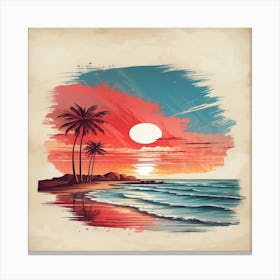 Sunset At The Beach Canvas Print