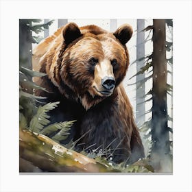 Brown Bear In The Forest 19 Canvas Print