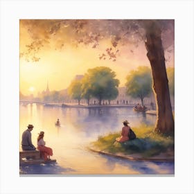 Sunset By The River Canvas Print