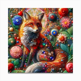 Fox in the style of collage-inspired 5 Canvas Print