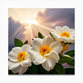 White Flowers In The Sky Canvas Print