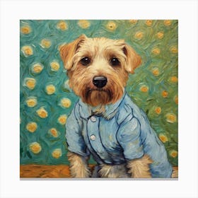 Dog In Blue Shirt Custom Pet Portrait Van Gogh Canvas Print