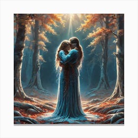 Kiss In The Woods Canvas Print