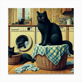 Cat In A Basket Canvas Print