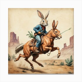 Rabbit On A Horse 4 Canvas Print