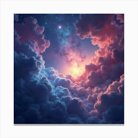 Watercolor Universe With Dreamy Cosmic Hues 1 Canvas Print