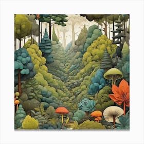 Forest Of Mushrooms Canvas Print
